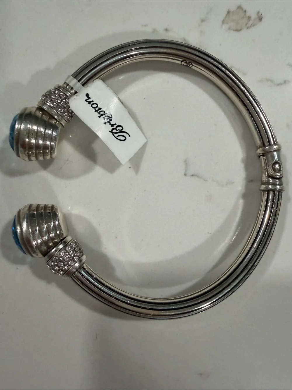 Brighton Silver Bracelet With Blue Faceted Crystal